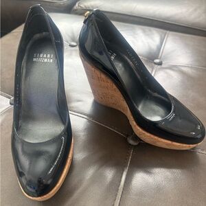 Stuart Weitzman Black Patent Leather Wedges